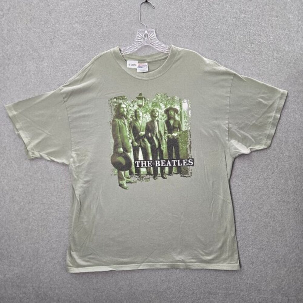 The Beatles Men Shirt‎ 2XL Green Abbey Road Band Graphic Music Y2K Tee